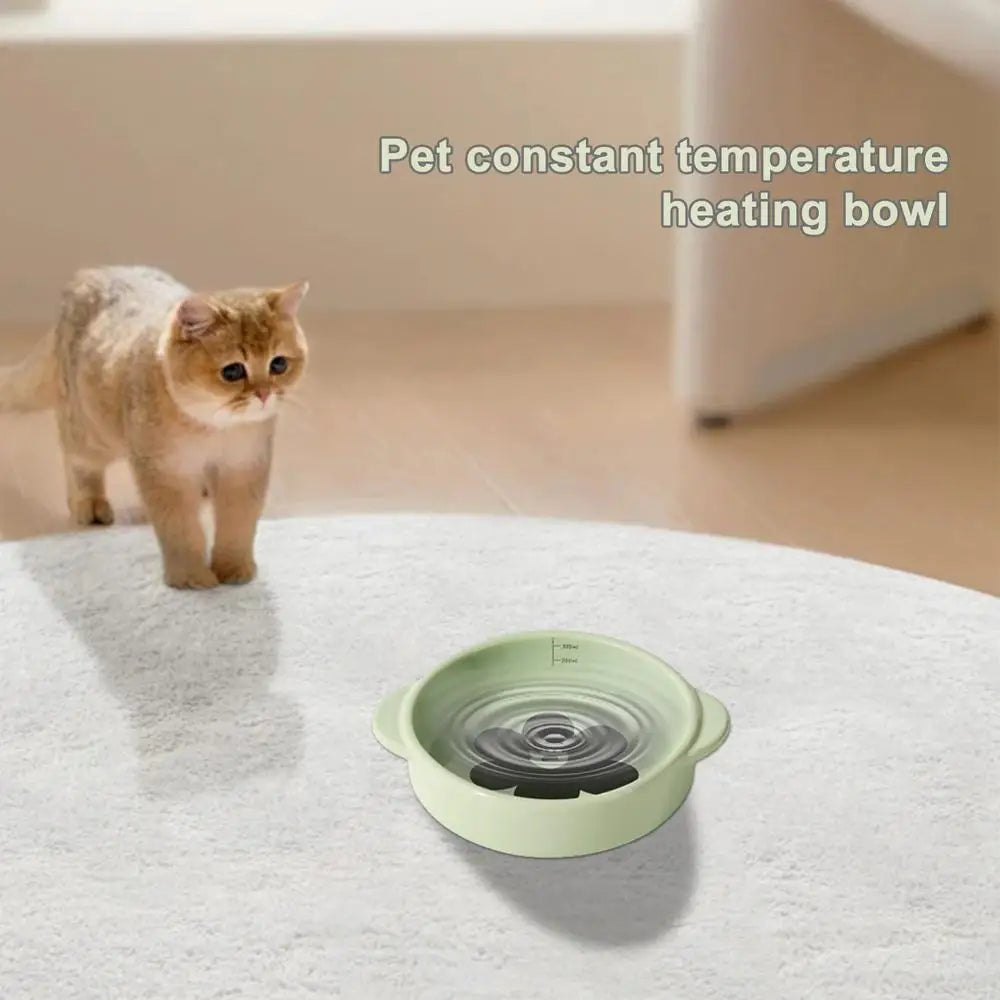 Heated Pet Water Bowl Outdoor Pet Heated Waterer 15W Thermostatic Control Ceramic Travel-Friendly Anti-slip Heated Pet Bowl