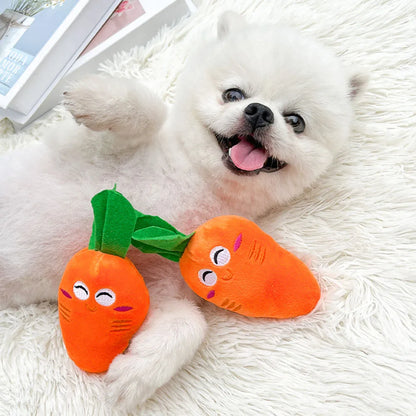 Puppy Dog Plush Squeaky Toy for Small Medium Dogs Cute Bone Carrot Toy for Aggressive Chewers Pet Cat Products Puppy Accessories