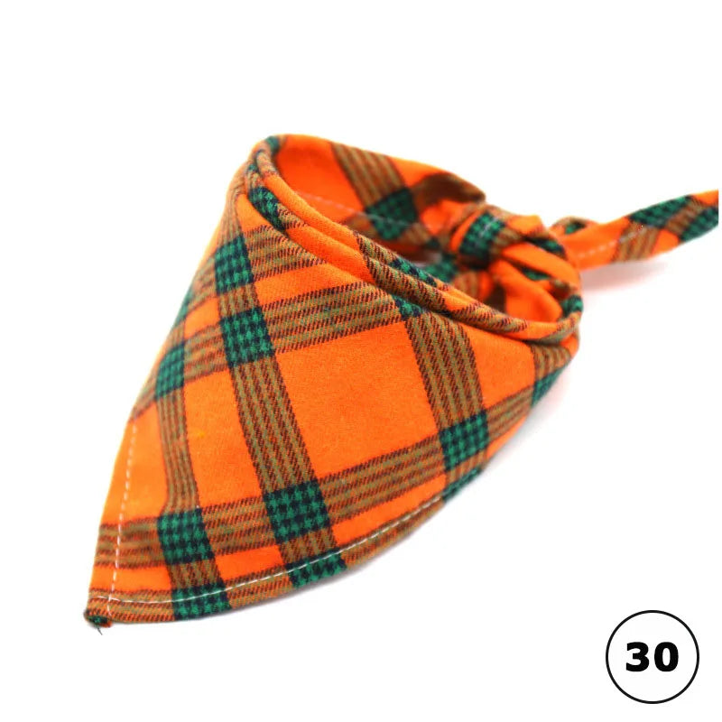 Plaid Cat Dog Bandana Pet Puppy Soft Cotton Bandanas Handkerchiefs Scarfs Triangular Bandages Accessories for Kittens Puppies