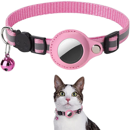 Airtag Cat Collar with Bell and Safety Buckle, Reflective Breakaway Collar with Airtag Holder for Cats Small Dogs Kitten Puppy