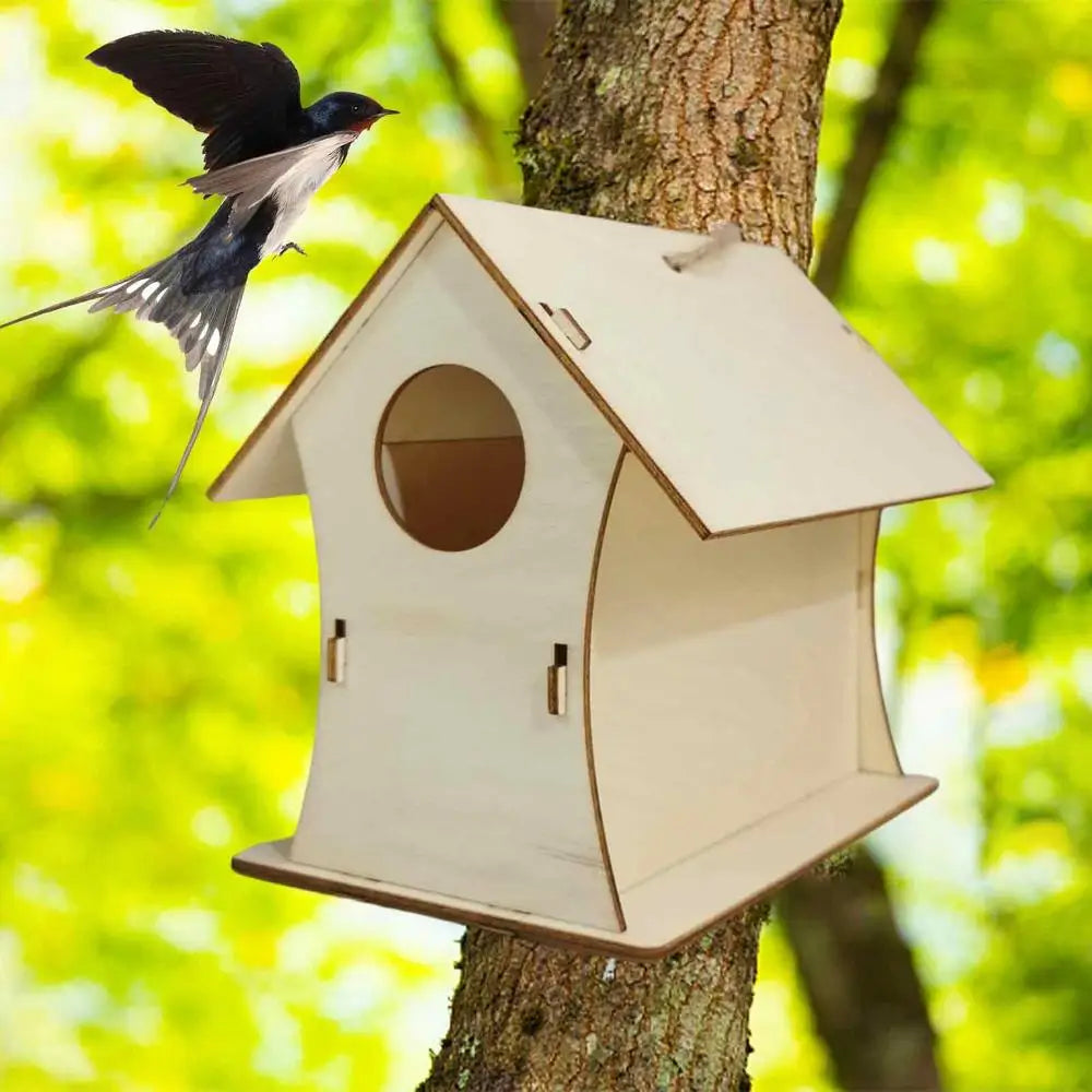 Wooden Birdhouse For Outdoor Hanging Garden Wood Hummingbird Houses Wooden Natural Bird Houses For Wren Swallow Sparrow