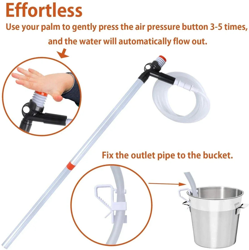 Press-Type Siphon Pump Aquarium Gravel Cleaner With Glass Scraper Fish Tank Water Changer Kit Adjustable Water Flow Sand Cleaner