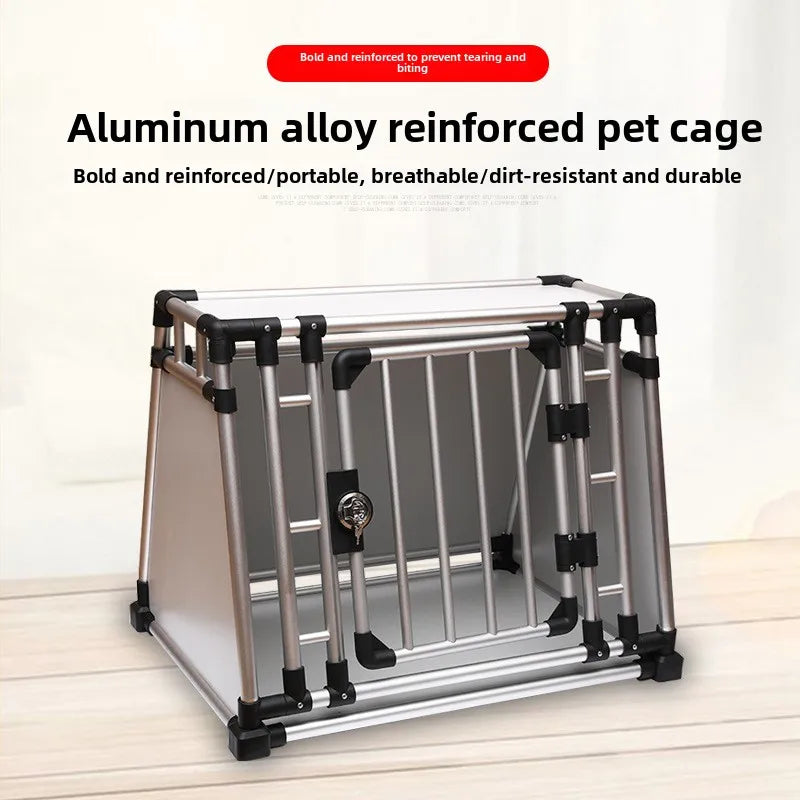 Pet cage, car aviation dog cage air freight Thickened ventilated aluminum firm dog cat large cage