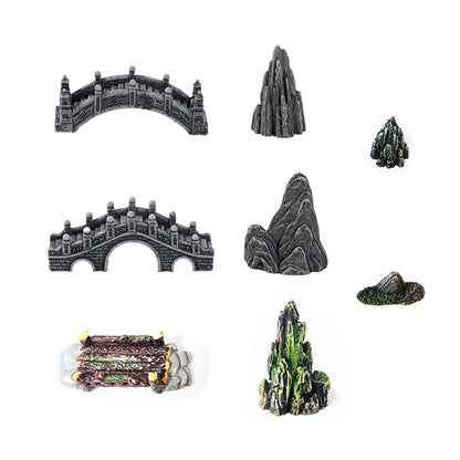 Resin Small Bridge Aquarium Ornaments Decoration Artificial Mountain for fish Tank Resin Aquarium Ornament Fish Tank Background