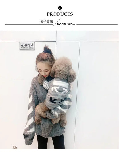 The New Pet Clothes  Cat Sweater  Dog Sweater Korean Version Spring and Autumn Parent-child Wear Six Sizes