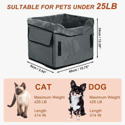 UXCELL Fashion Dog Car Seat for Dog Portable Dog Car Travel Bed for Pet Gray Casual Solid Outdoor Oxford Cloth Mats