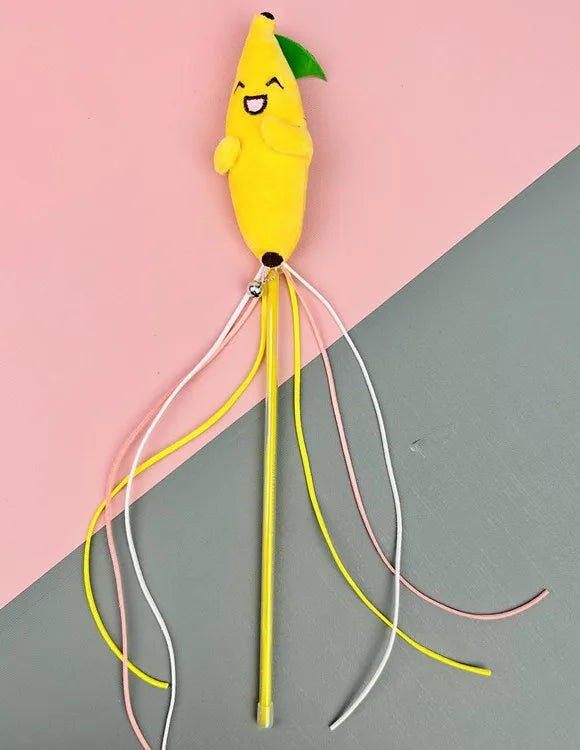 Cat Toy Cat Teaser Sticks Plastic Fruit Doll Cat Teaser Stick With Cat Mint Tassels Inside Self Hi Cat Toy