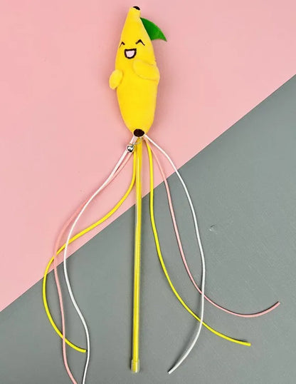 Cat Toy Cat Teaser Sticks Plastic Fruit Doll Cat Teaser Stick With Cat Mint Tassels Inside Self Hi Cat Toy