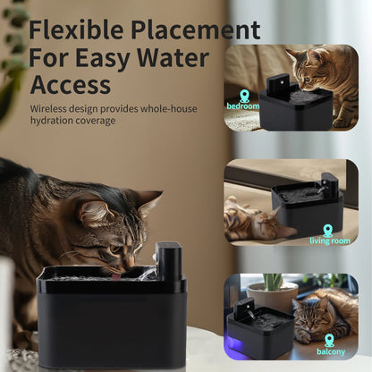 2.2L Cat Water Fountain Battery Operated Automatic Pet Water Fountain with Motion Sensor Dog Water Dispenser Cat Accessories