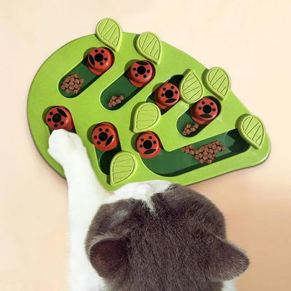Treat Dispensing Dog Toys Dog Treat Toy Mentally Stimulation Treat Puzzle Green Leaf Shaped Interactive Cat Treat Bowl Pet
