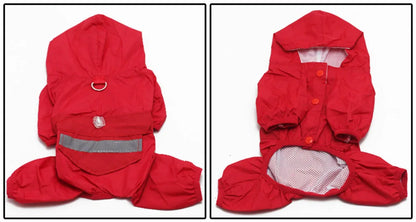 Dogs Raincoat Adjustable Puppy Dog Raincoat Waterproof 4 Legs Raincoat for Small Dogs Outdoor Pet Poncho with Reflective Strap