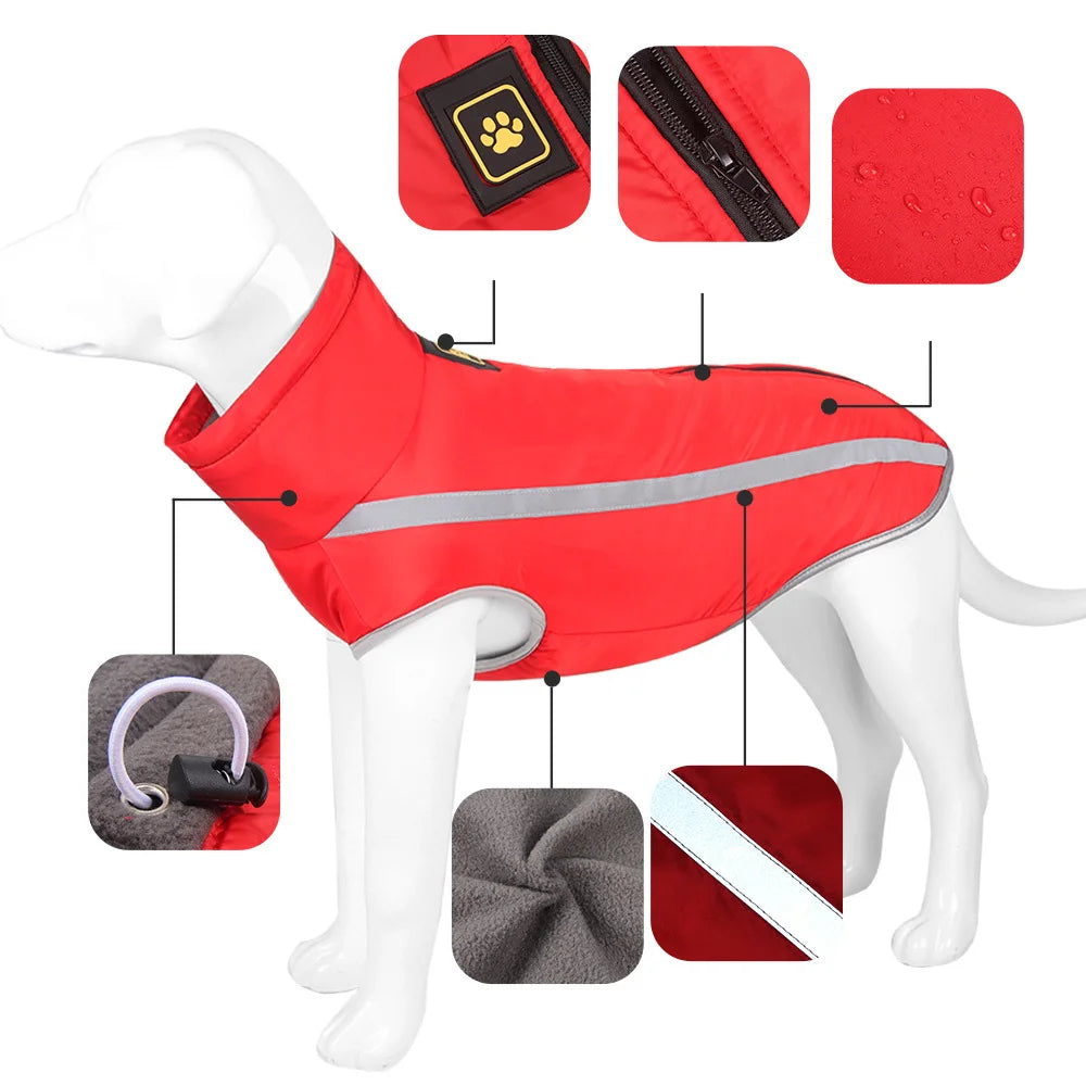 High Collar Big Dog Coat Jacket Winter Warm Thicken Pet Clothes for Medium Large Dogs Labrador Samoye Jackets mascotas Clothing