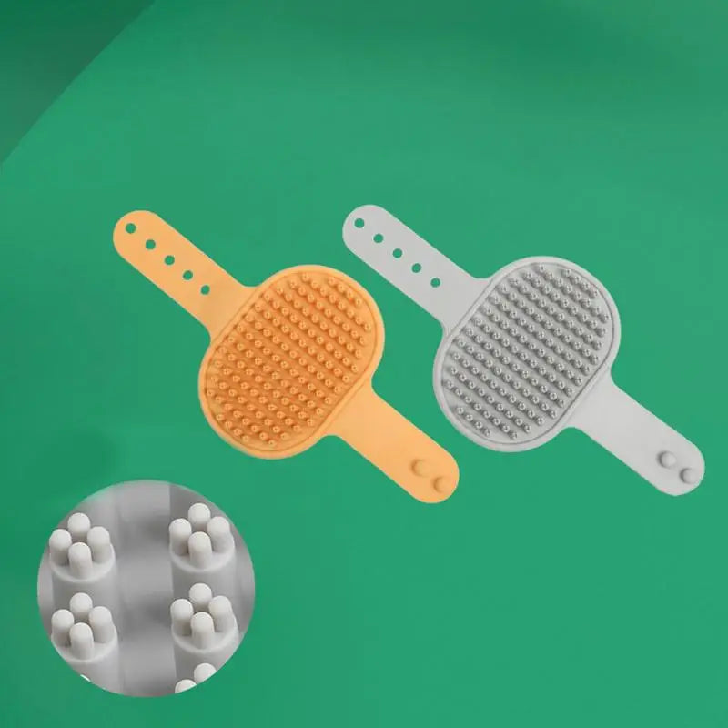 Dog Shampoo Brush Pet Bathing Brush Soft TPR Dog Scrubber With Ring Handle Massage Brush For Dog Shower Ergonomic Dog Bathing
