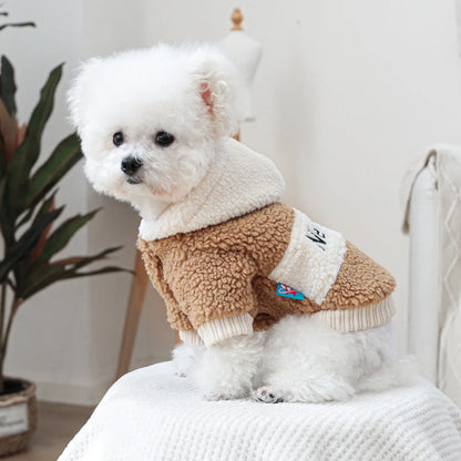 Thicken Warm Sherpa Fleece Dog Coat Winter Dog Clothes for Small Medium Dogs, Puppy Hooded Sweater Yorkie Chihuahua Pet Apparel