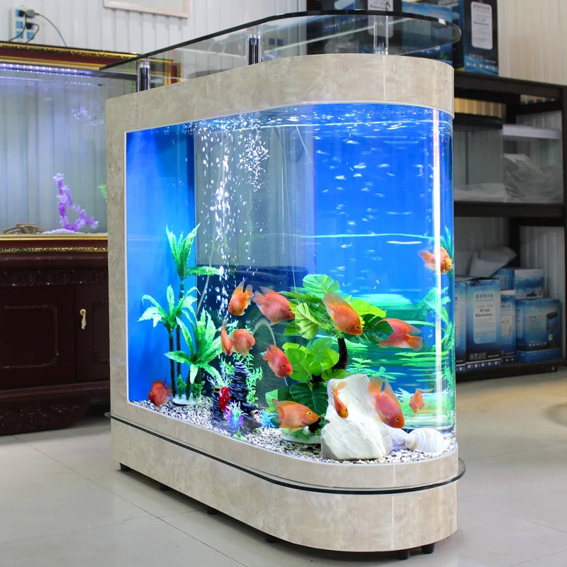 Small and medium-sized ultra-white glass hot bending tank bullet large screen ecological goldfish tank aquarium