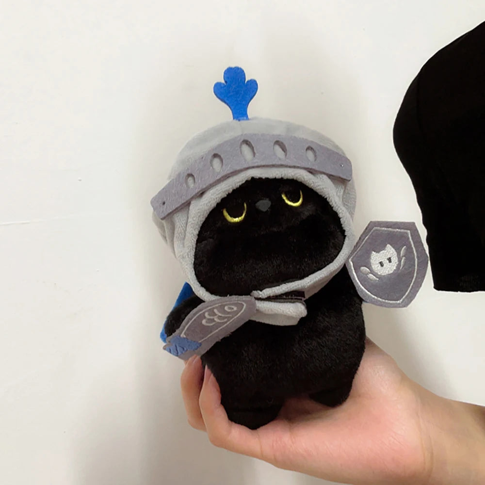 Q version Knight Cat Kitty cat doll toy backpack pendant Companion doll bag pendant Children's birthday gift Cute black cat toy
