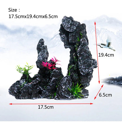 Resin Aquarium Rockery Mountain Decoration Artificial View Rock Cave Stone Tree Fish Tank Ornament Pet Supplies Home Decor