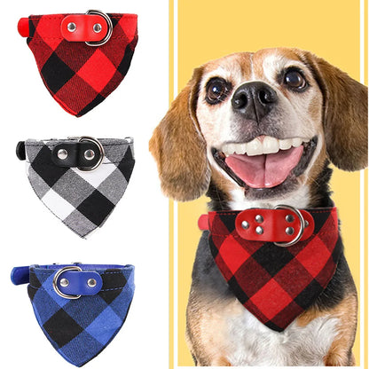 Pet Neckerchief Adjustable Strap Dog Bandanas Collars for Small Large Dogs Puppy Pet Products Plaid Scarves Pet Cat Accessories