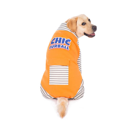 3XL-8XL Large Dog Jumpsuit Turtleneck Warm Plush Lined Dog Pajamas Onesie Stripe Winter Clothes for Large Dogs Pet Pitbull
