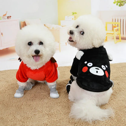 XS-XL Cute Winter Small Dog Cat Warm Vest Fleece Cartoon Printed Puppy Pet Cat Dog Clothes for Small Medium Dog Hoodie Chihuahua
