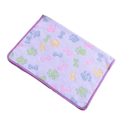 Pet Blanket Dog Puppy Blanket Paw Print Fleece Blanket for Small Medium Large Pet Dog Cat Warm Soft Sleep Mat Doggy Bed Blanket