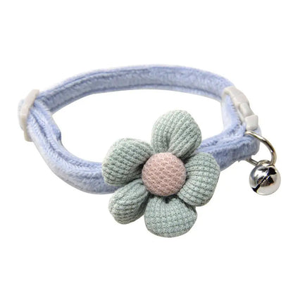 Pet Collar Cute Knitting Flower Bell Collar With Adjustable Collar Style Cartoon Cat Safety Small Dog Pet Supplies Buckle V6S4