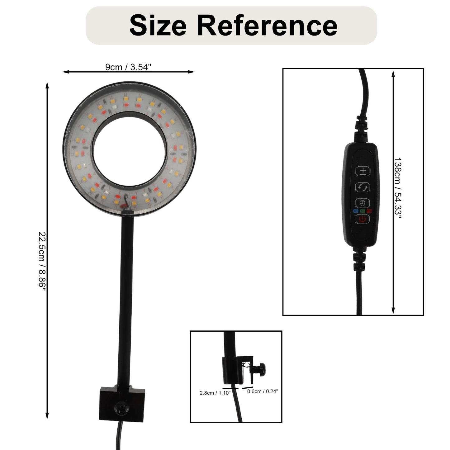 UXCELL Aquarium Light LED USB-plug Lamp with Timer 360° Rotate 3 Lighting Color Aquarium Plant Light for Fish Tank Clip-on