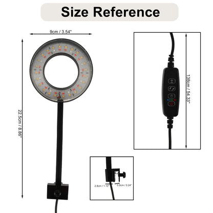 UXCELL Aquarium Light LED USB-plug Lamp with Timer 360° Rotate 3 Lighting Color Aquarium Plant Light for Fish Tank Clip-on