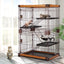 Pet Scene Large 3-Tier Pet Enclosure with WPC Frame and Iron Wire Button Closure Rabbit Hutch Cat Cage Ferret Kennel for Pets