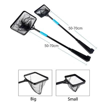 Extendable Long Handle Square Aquarium Fish Tank Fishing Net Landing Net for Catching Fish Shrimp Tank Clean Accessories New