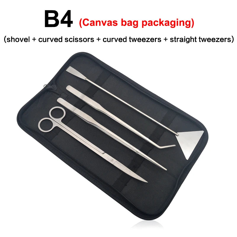 Aquarium Cleaning Tools Set Wave Scissors Tweezers Aquatic Plant Grass Trimming Stainless Fish Tank Tools Aquarium Accessories