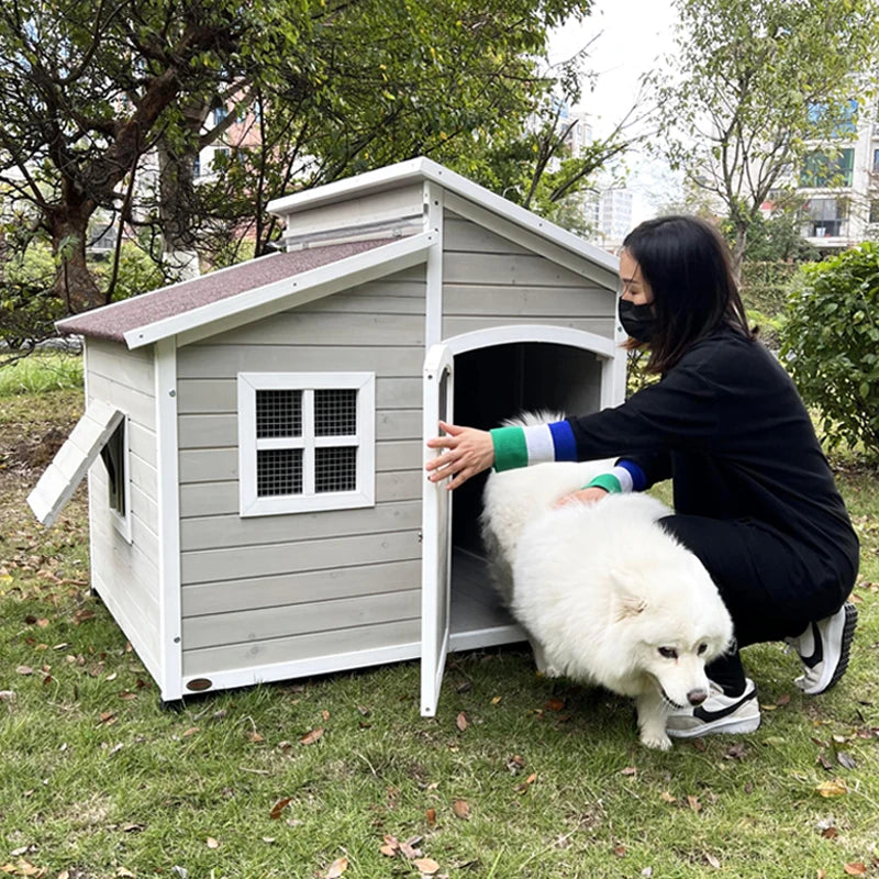 Dog House Outdoor Large Dog Kennel Wooden VillaHouse Cat Nest Rainproof Waterproof Sunscreen Outdoor Pet Cage