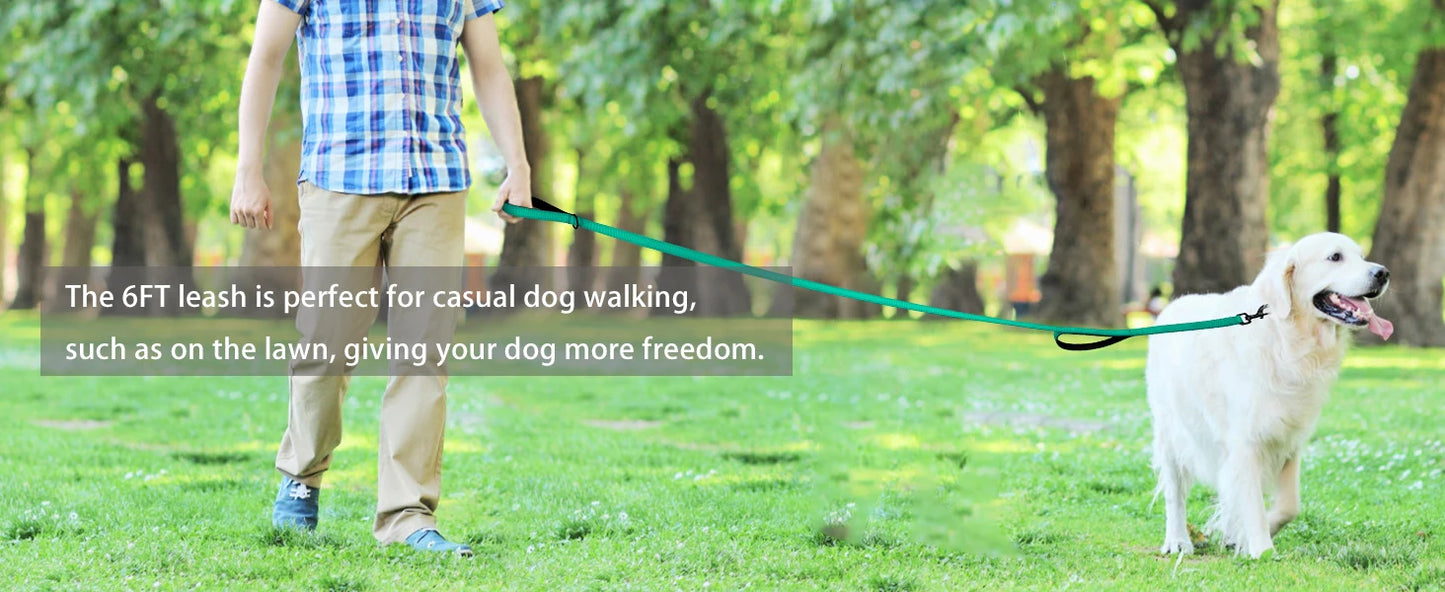 6FT Heavy Duty Dog Leash for Large Medium Dogs, Reflective Double Handle Dog Leash Lead for Traffic Control Husky Pet Accessorie