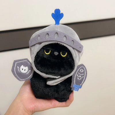 Q version Knight Cat Kitty cat doll toy backpack pendant Companion doll bag pendant Children's birthday gift Cute black cat toy