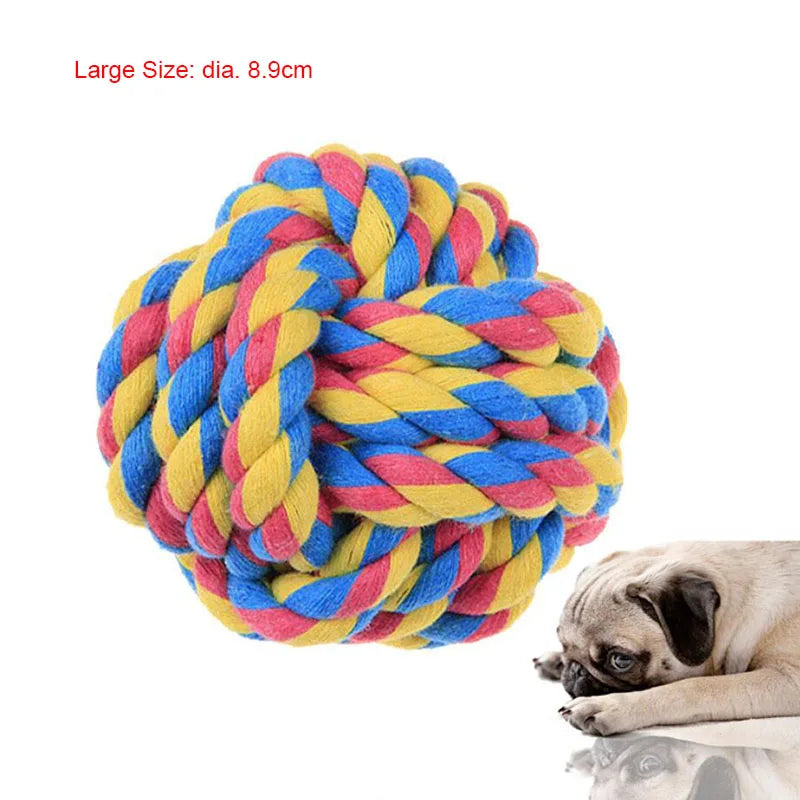 Pet Toy Chew Teething Cotton Rope Knot Ball Toys For Dog Tooth Clean Ball Bite-Resistant  Dog Chew Puppy Training InteractiveToy