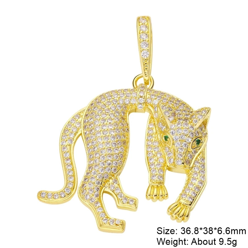 Juya 18K Real Gold Plated Cubic Zircon Bear Lion Bird Tiger Panther Head Leopard Charms For DIY Pendant Necklace Bracelet Making