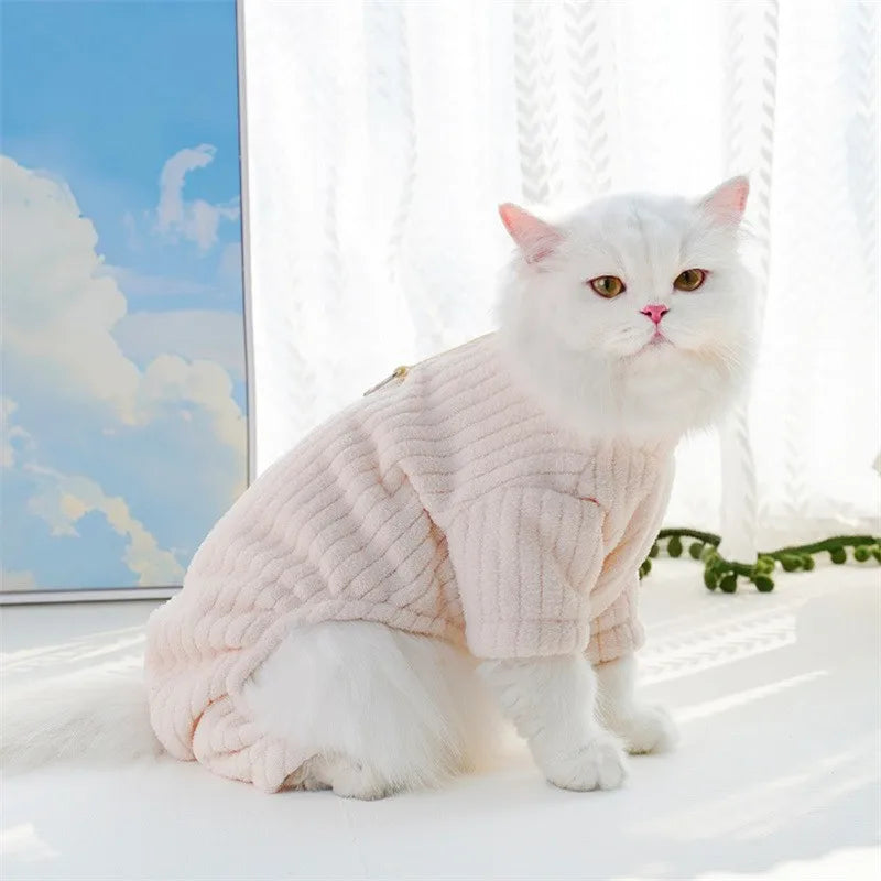 Winter Pet Clothes Dog Jumpsuit Fleece Dog Warm Coat Solid Soft Puppy Sweatshirt Chihuahua French Bulldog Costume Dog Pajamas