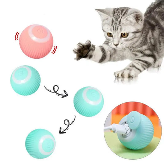 USB Charging Pet Toys Pet Ball Intelligent Avoidance Auto Moving Cat Ball Toy Automatic Rolling Robotic Cat  Kitten Moving Toy