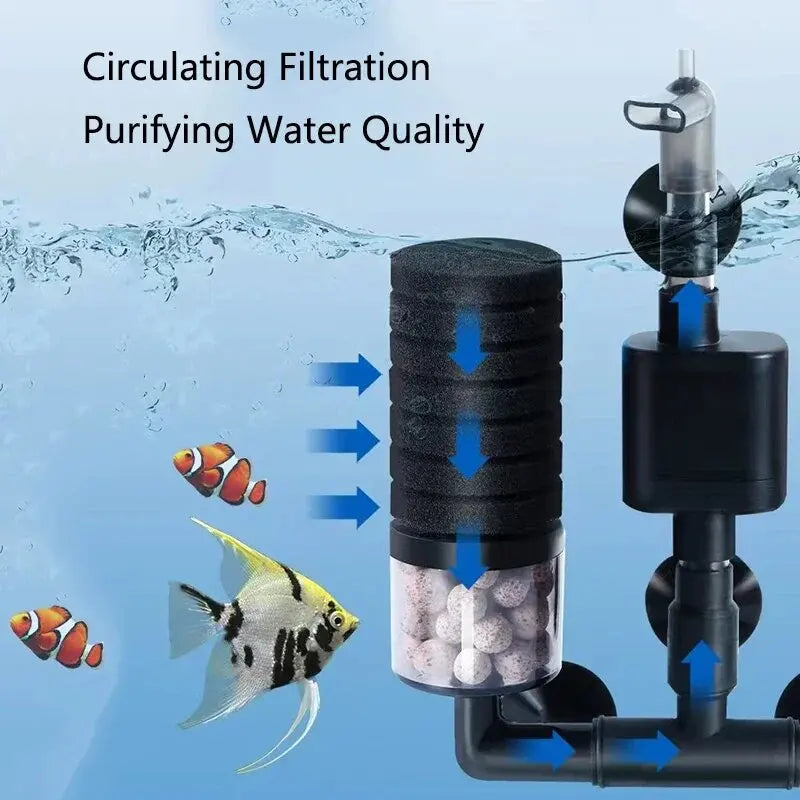 Aquarium Filter With Water Pump For Fish Tank Air Pump Skimmer Biochemical Sponge Filter Aquarium Bio Filters Filtro Aquario