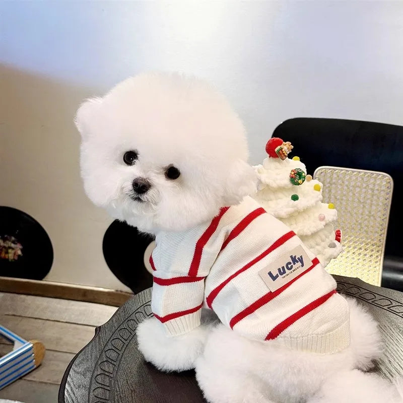 Dog Sweater for Small Dogs Luxury Dog Clothes Striped Pet Cardigan Knitted Coat Chihuahua Costume Bichon Clothing Puppy Jacket