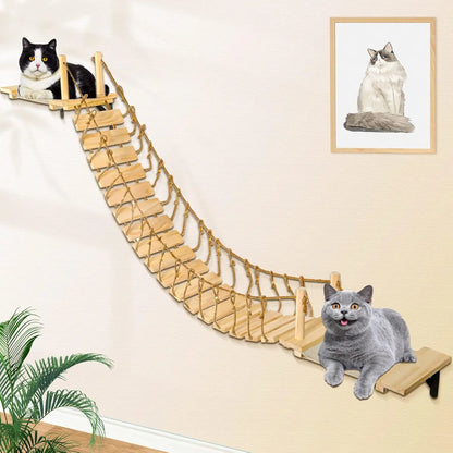 Cat Climbing Shelf  Wall Mounted Furniture Cat Bridge and House Wooden Pet Shelves Tree Tower For Sleeping Climbing Cat Perch