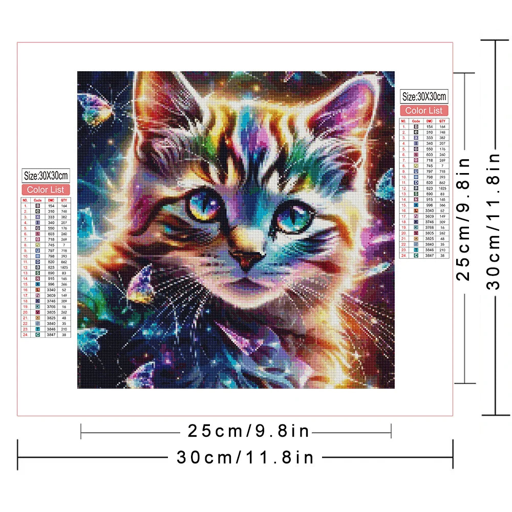 Huacan DIY Diamond Painting Animal Full Round Square Diamond Mosaic Cat Fantasy Art Home Decor Handmade Gift