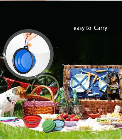 350/1000ml Large Collapsible Dog Pet Folding Silicone Bowl Outdoor Travel Portable Puppy Food Container Feeder Dish Bowl