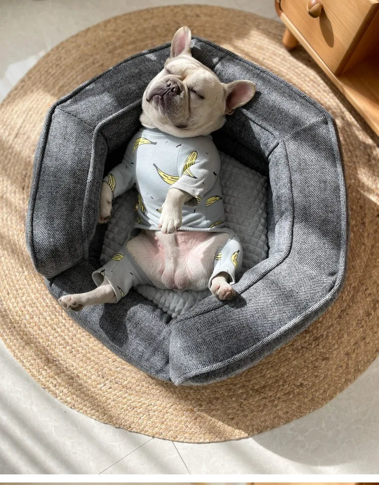 Deep sleep hexagonal dog sofa French fighting kennel dog bed fully removable and washable pet bed thick warm dog cushion