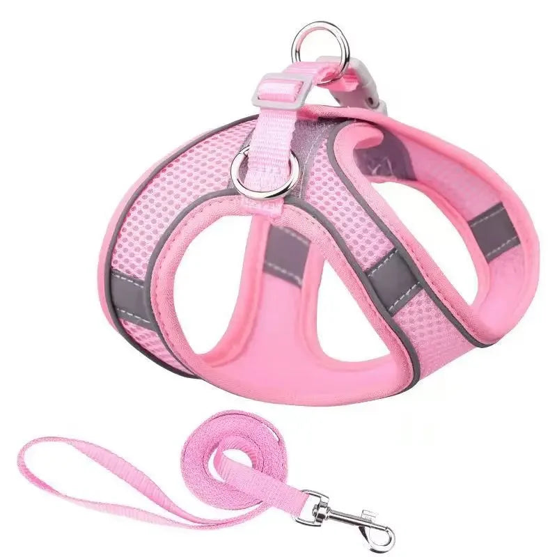 Pet dog Harness Leash Set for Small Dogs Adjustable Puppy Harness Vest French Bulldog Chihuahua dog harness and leash set  puppy