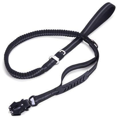 Tactical Retractable Dog Leash, Reflective Shock Absorbing, Quick Release Clip Double Handle with Car Seatbelt, for Large Dogs