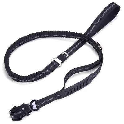 Tactical Retractable Dog Leash, Reflective Shock Absorbing, Quick Release Clip Double Handle with Car Seatbelt, for Large Dogs