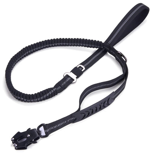 Tactical Retractable Dog Leash, Reflective Shock Absorbing, Quick Release Clip Double Handle with Car Seatbelt, for Large Dogs