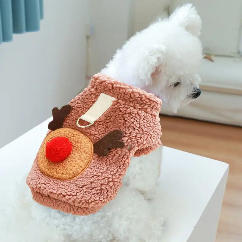 Dog Christmas Clothes Sweater Elk Sweatshirt Puppy Winter Clothes Coat Cat And Dog Plush Vest Christmas Dress Up Pet Supplies