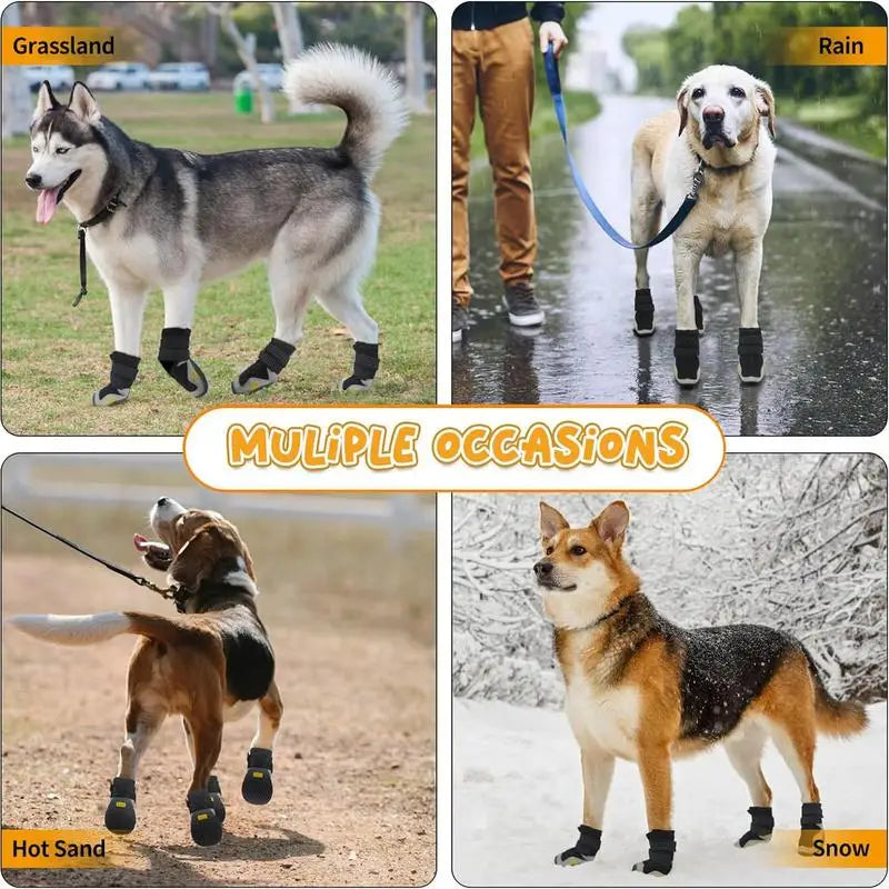 Dog Booties Puppy Booties For Outdoor 4PCS Waterproof Dog Booties Paw Protector For Summer Hot Pavement Winter Snowy Day Outdoor